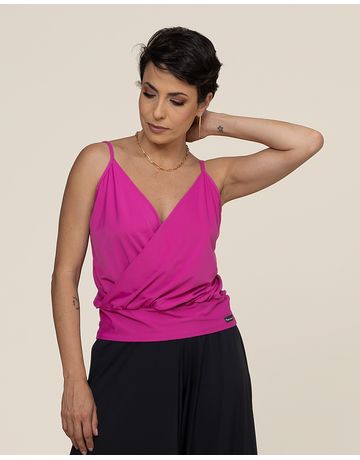 Blusa alça fina e decote “V” - Fúcsia