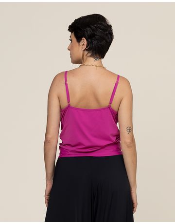 Blusa alça fina e decote “V” - Fúcsia