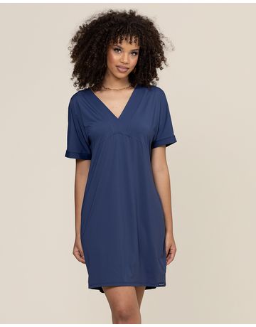 Vestido curto decote V - Marinho