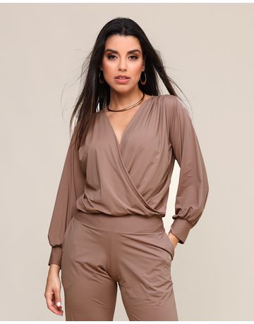 Blusa manga longa bufante - Avelã
