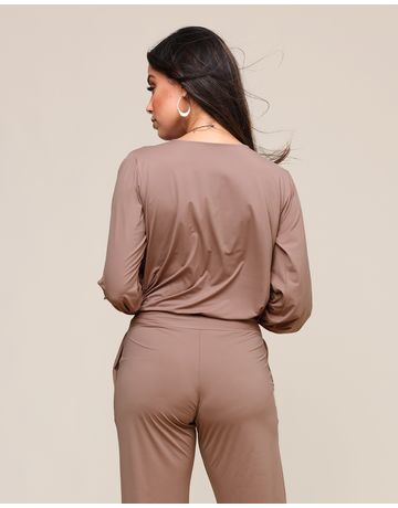 Blusa manga longa bufante - Avelã