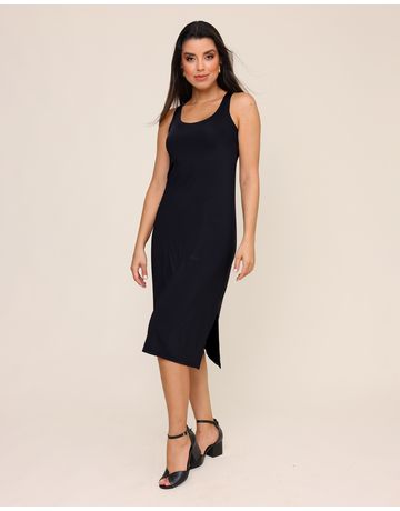 Vestido Midi regata - Preto