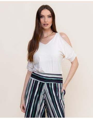 Blusa manga curta - Ecrú