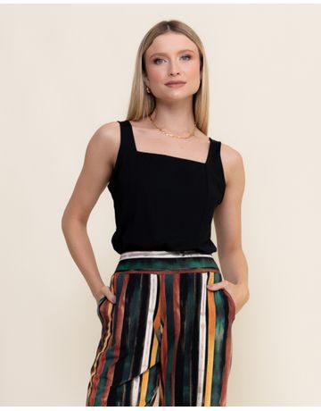 Blusa decote quadrado - Preto