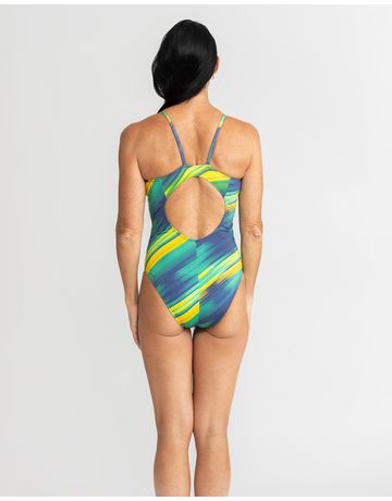Maiô de Natação Shape Alças finas em U - Auriverde com Logo Brasil