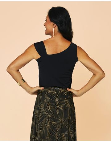Blusa regata assimétrica - Preto