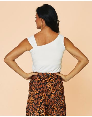 Blusa regata assimétrica - Ecrú