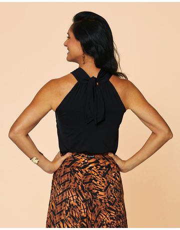 Blusa decote cruzado - Preto