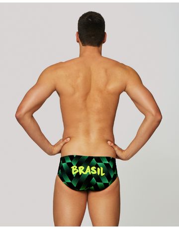 Sunga de natação lateral média - Impacto com logo Brasil