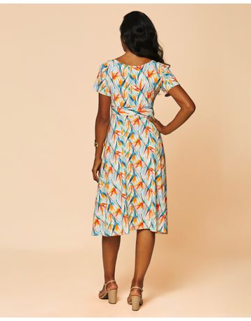 Vestido Midi Franzido no Busto - Brilho Floral
