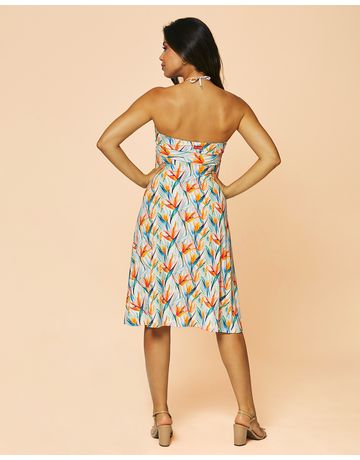 Vestido midi tomara que caia - Brilho Floral