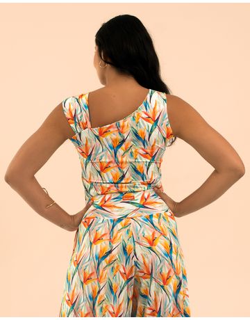 Blusa regata assimétrica - Brilho Floral