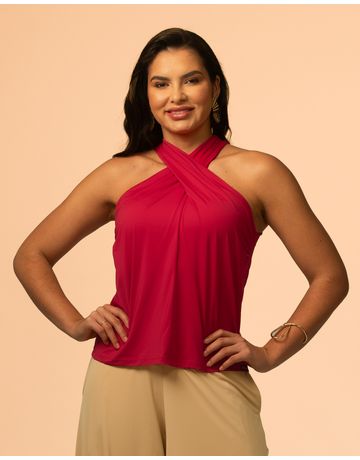 Blusa decote cruzado - Vermelho