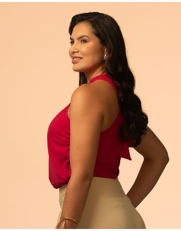 Blusa decote cruzado - Vermelho