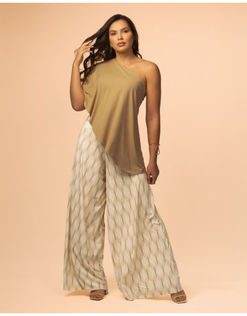 Calça pantalona - Champanhe
