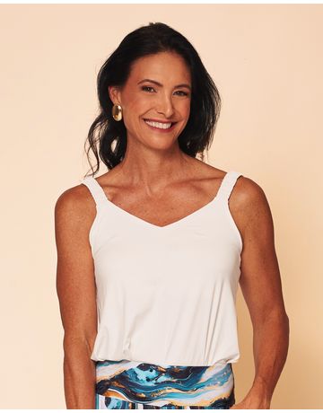 Blusa Alça Frufru - Ecrú