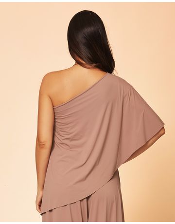 Blusa um ombro só - Avelã