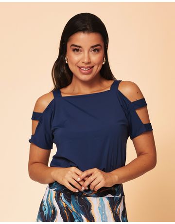 Blusa com tiras nos ombros - Marinho