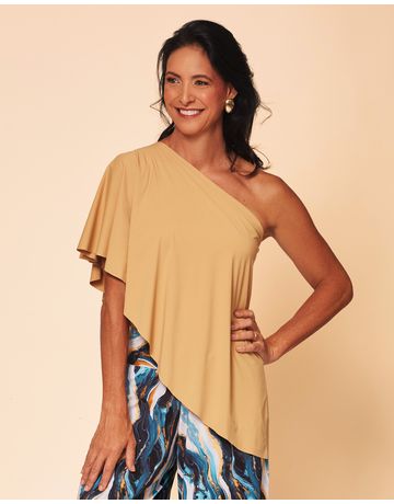 Blusa um ombro só - Camelo