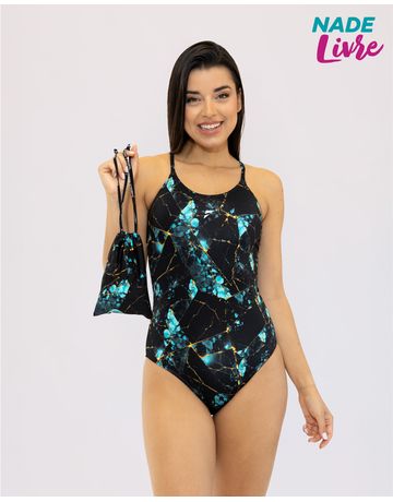 Maiô Absorvente de Natação Shape Alças finas em U - Ônix