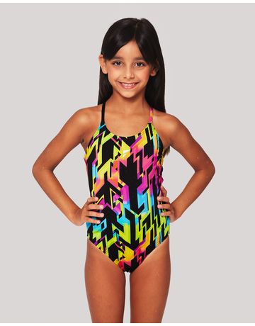 Maiô de natação infantil Slim alças finas em V - Adrenalina