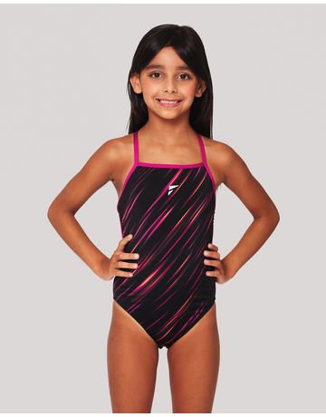 Maiô de natação infantil Diva - Laser | Rosa