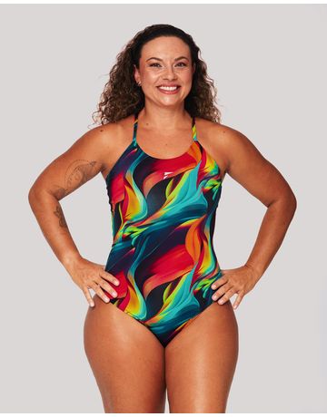 Maiô de natação Shape alças finas em U - Chama