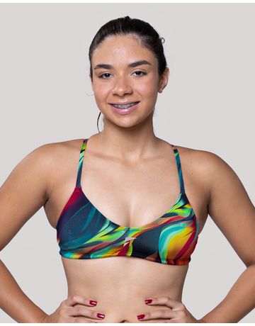 Top sunquíni de natação Fab alças finas em V - CHAMA
