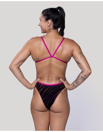 Maiô de natação Alças Extrafinas Diva - Laser | Rosa