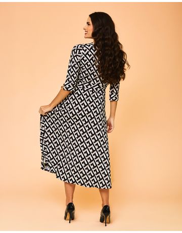Vestido midi manga 3/4 - Contemporânea