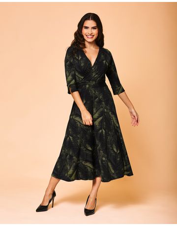 Vestido midi manga 3/4 - Refúgio