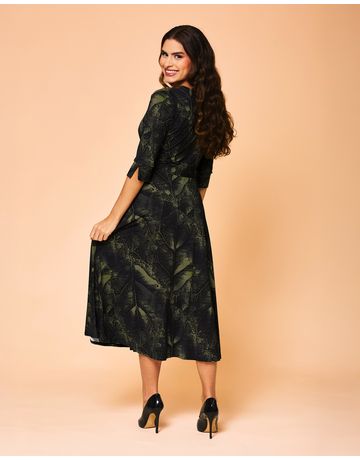 Vestido midi manga 3/4 - Refúgio