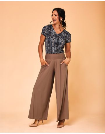 Calça pantalona - Avelã