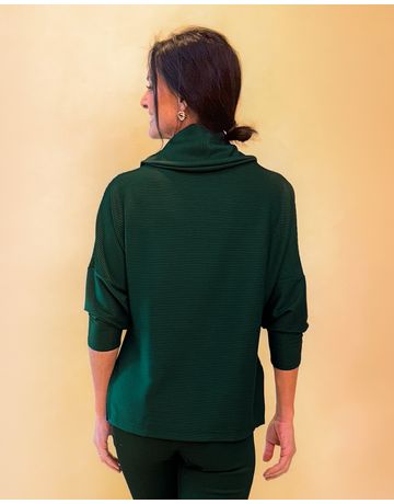 Blusa Manga 3/4 e gola boba canelada - Natureza