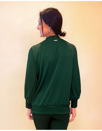 Blusa Manga Longa com punho e gola alta canelada - Natureza