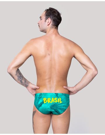 Sunga de natação lateral média - Travessia com Logo Brasil