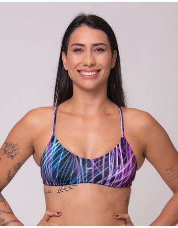 Top sunquíni de natação Fab alças finas em V - Elétrica