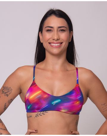 Top sunquíni de natação Fab alças finas em V - E-Neon