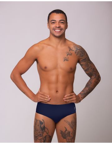 Sunga de natação lateral média - Marinho