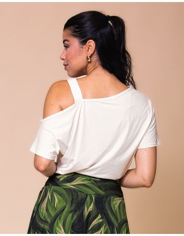 Blusa Decote Assimétrico 1 Alça - Ecrú
