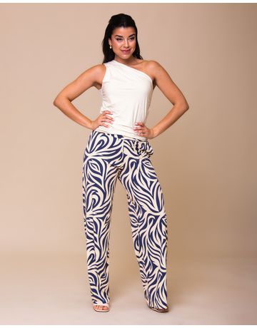Blusa Regata 1 Ombro Drapeada - Ecrú