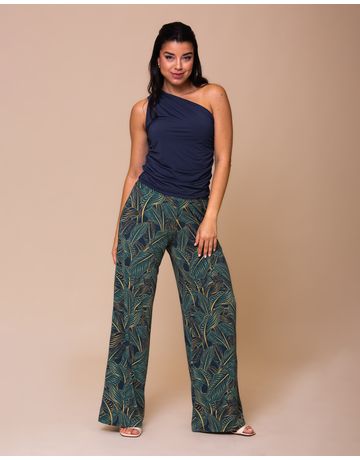 Blusa Regata 1 Ombro Drapeada - Marinho