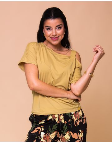 Blusa Decote Assimétrico 1 Alça - Camelo
