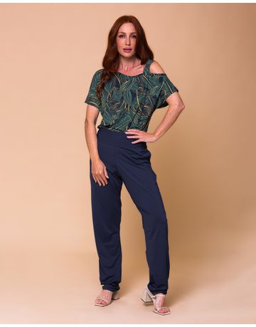Blusa Decote Assimétrico 1 Alça - Folhas de Ouro