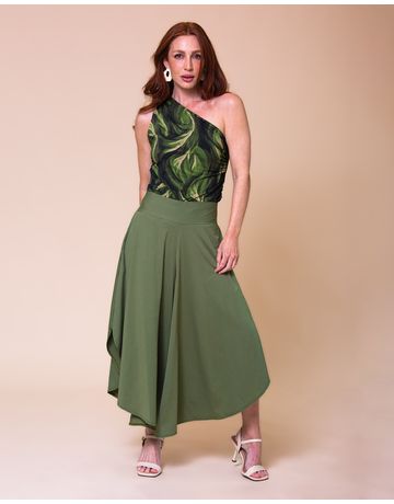 Blusa Regata 1 Ombro Drapeada - Verde ao Vento
