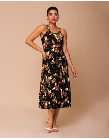 Vestido Midi Alça Cruzada - Magnólia