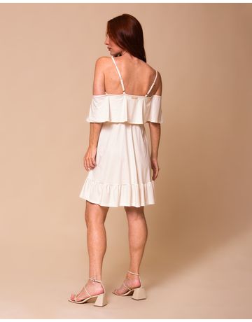 Vestido Curto Boho - Ecrú
